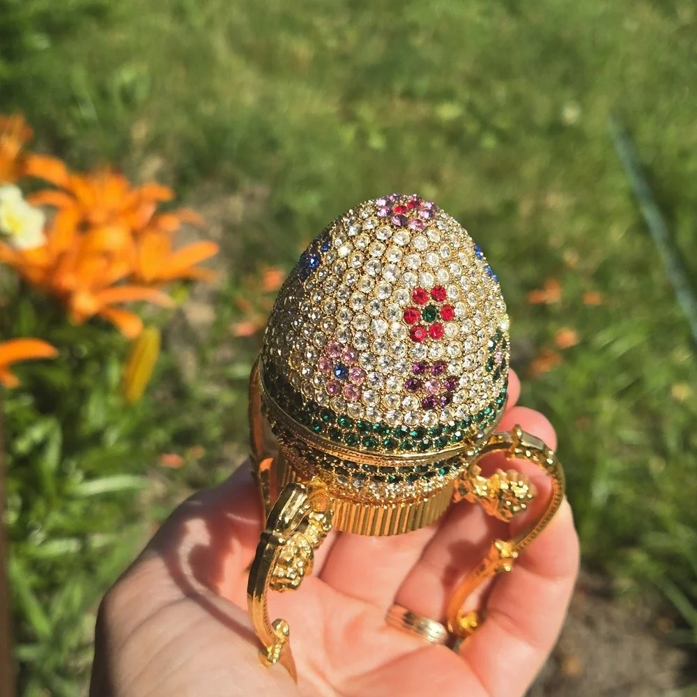 eggspressions Little Crystal Embellished Egg Shape Ring Trinket Box